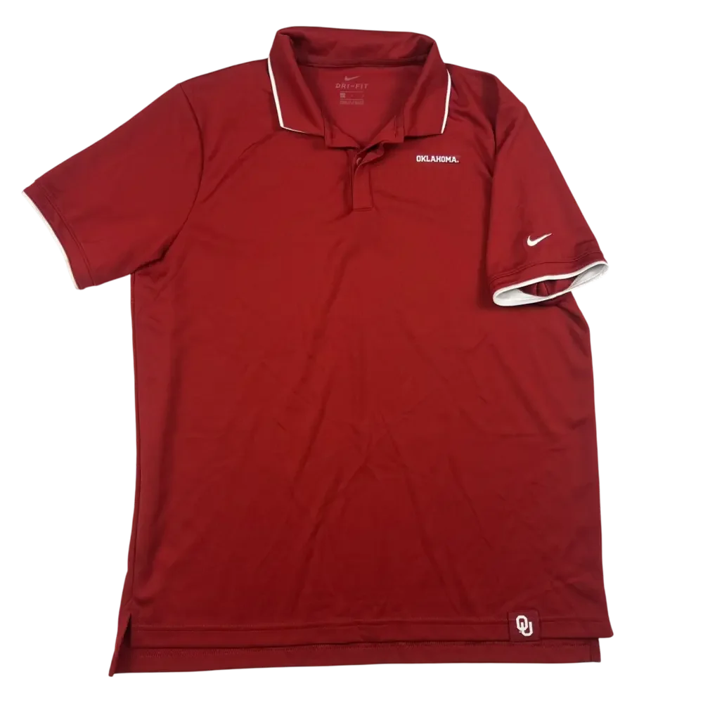 Oklahoma Sooners Nike Dri-FIT Polo Shirt Mens Large Red Performance Logo